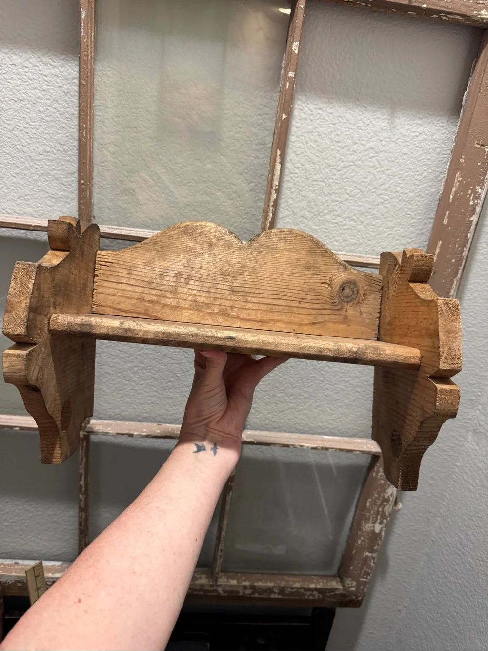 Vintage pig Natural Wood Wall Shelf - Rustic Home Wall Decor